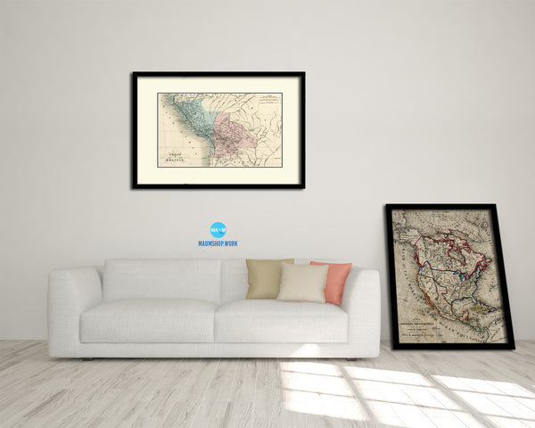 Peru and Bolivia Old Map Framed Print Art Wall Decor Gifts