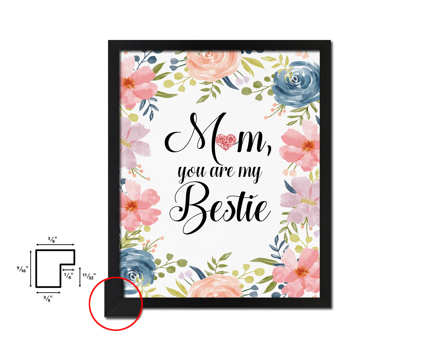 Mom you are my bestie Mother's Day Framed Print Home Decor Wall Art Gifts