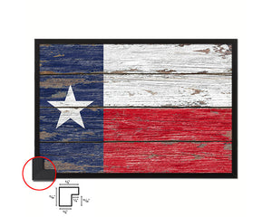 Texas State Rustic Flag Wood Framed Paper Prints Wall Art Decor Gifts