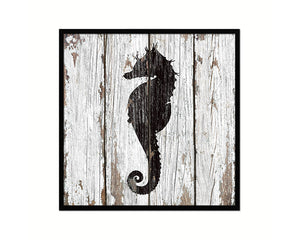 Seahorse Nautical Wood Framed Gifts Ocean Beach Fishing Home Decor Wall Art Prints