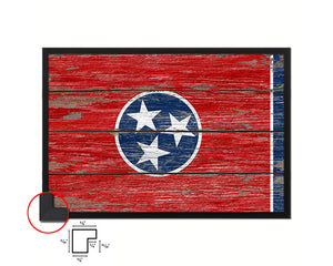 Tennessee State Rustic Flag Wood Framed Paper Prints Wall Art Decor Gifts