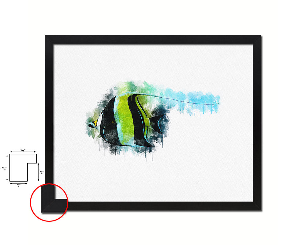 Tropical Fish Framed Print Modern Restaurant Sushi Bar Modern Watercolor Wall Art Decor