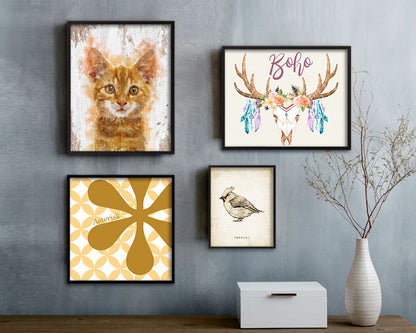 Red Little Cat Kitten Portrait Framed Print Pet Home Decor Custom Watercolor Wall Art Gifts