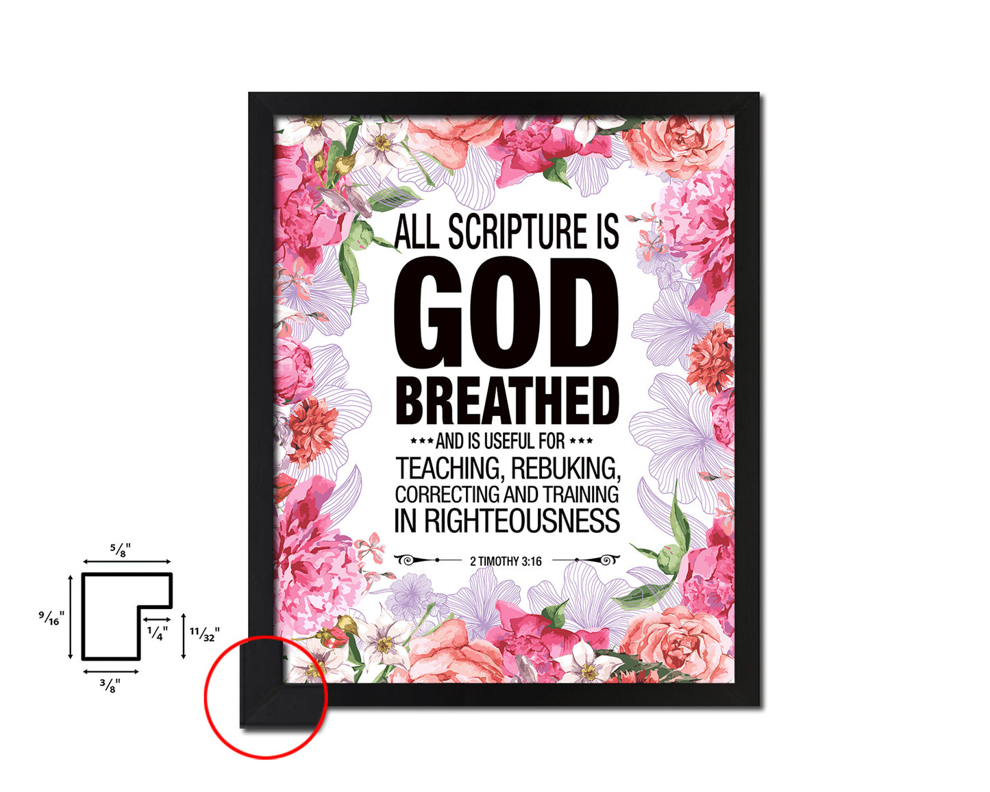 All scripture is god breathed and is useful for teaching Quote Wood Framed Print Wall Decor Art Gifts