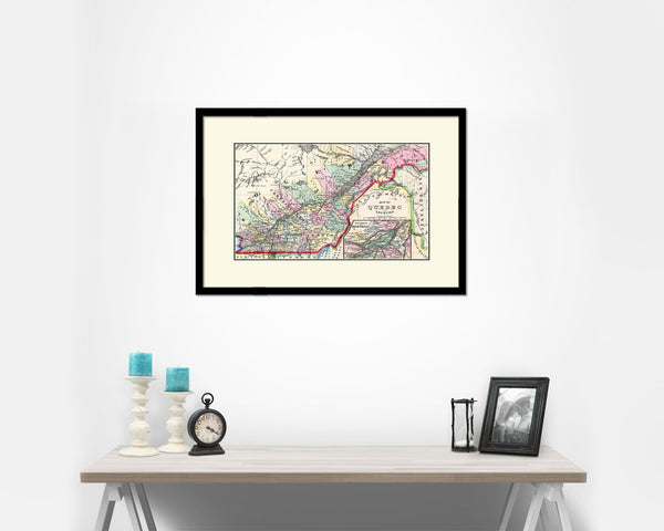 Quebec Montreal Old Map Framed Print Art Wall Decor Gifts