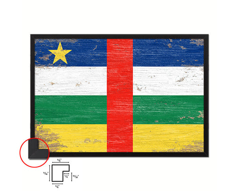 Central African Republic Shabby Chic Country Flag Wood Framed Print Wall Art Decor Gifts