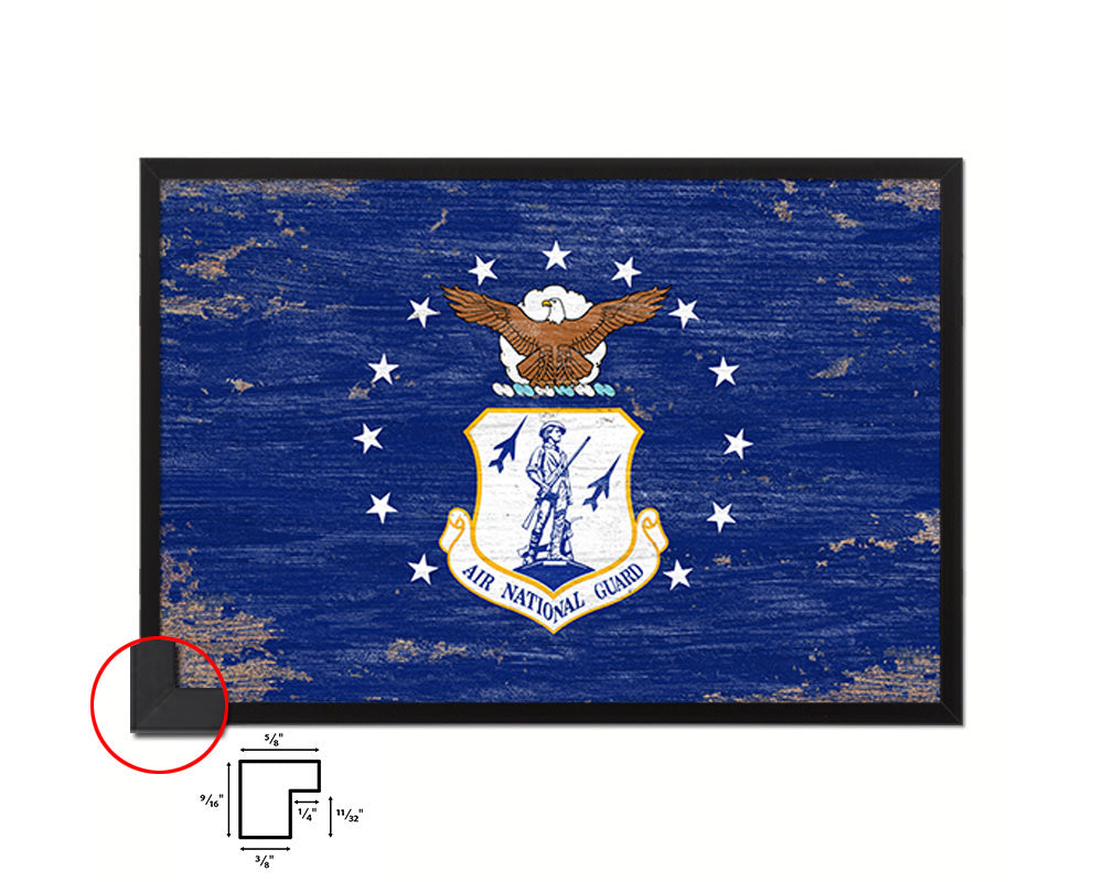 US Air National Guard Shabby Chic Military Flag Framed Print Decor Wall Art Gifts