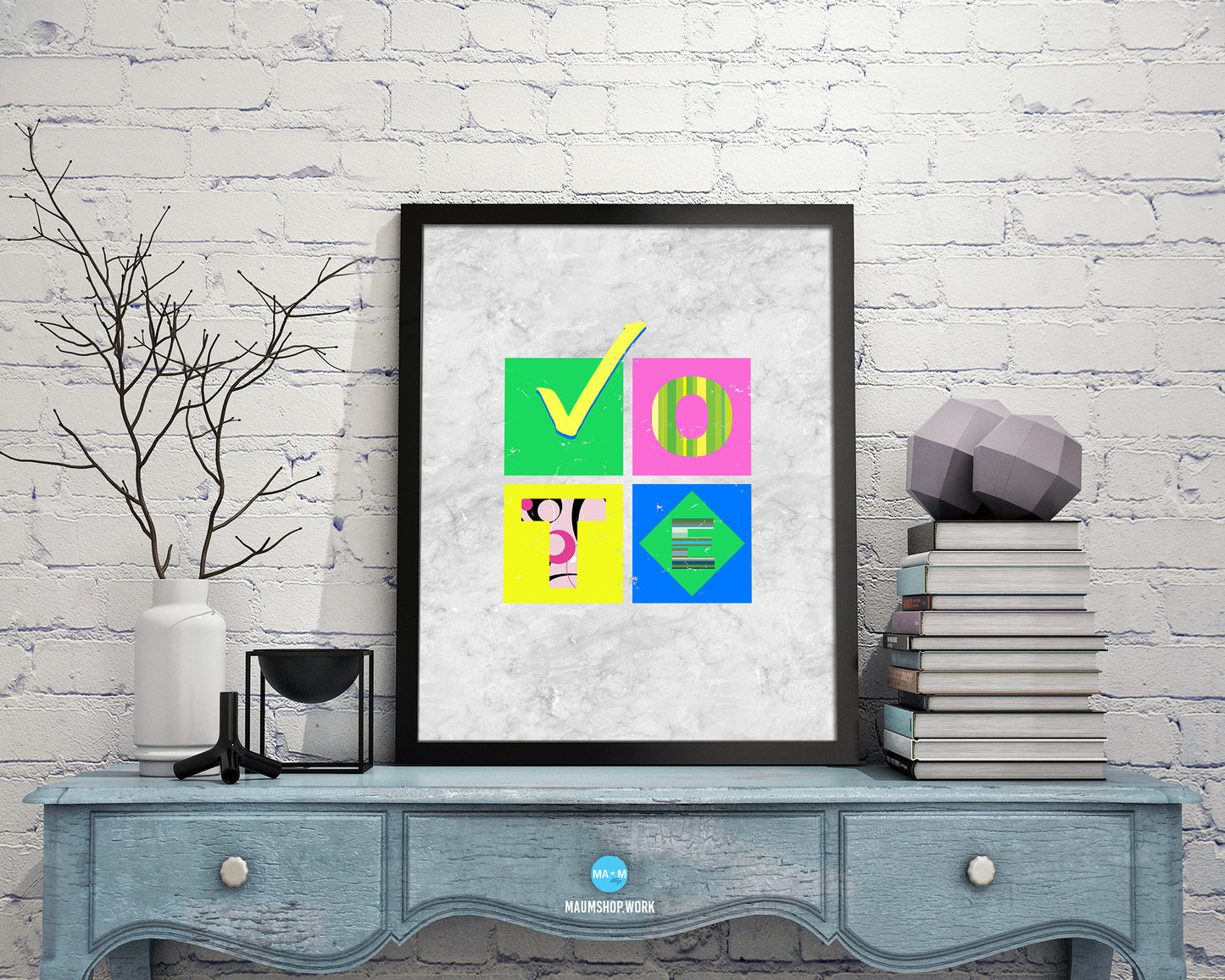 Vote Rainbow Pride Peace Right Justice Poster Wood Framed Wall Decor Gifts