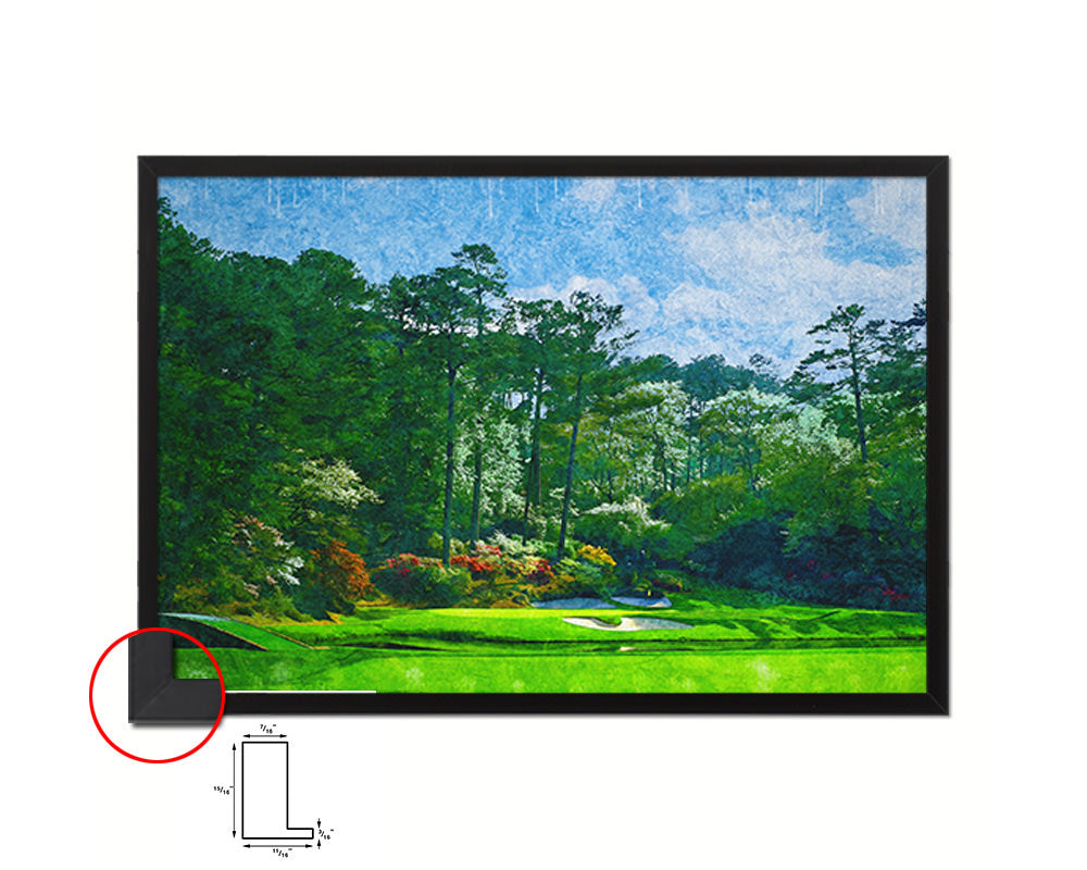 Augusta GA Golf Course, Summer Artwork Painting Print Art Wood Framed Wall Decor Gifts