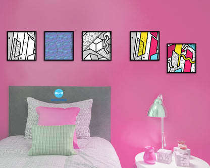 Abstract Purple Artwork Wood Frame Gifts Modern Wall Decor Art Prints
