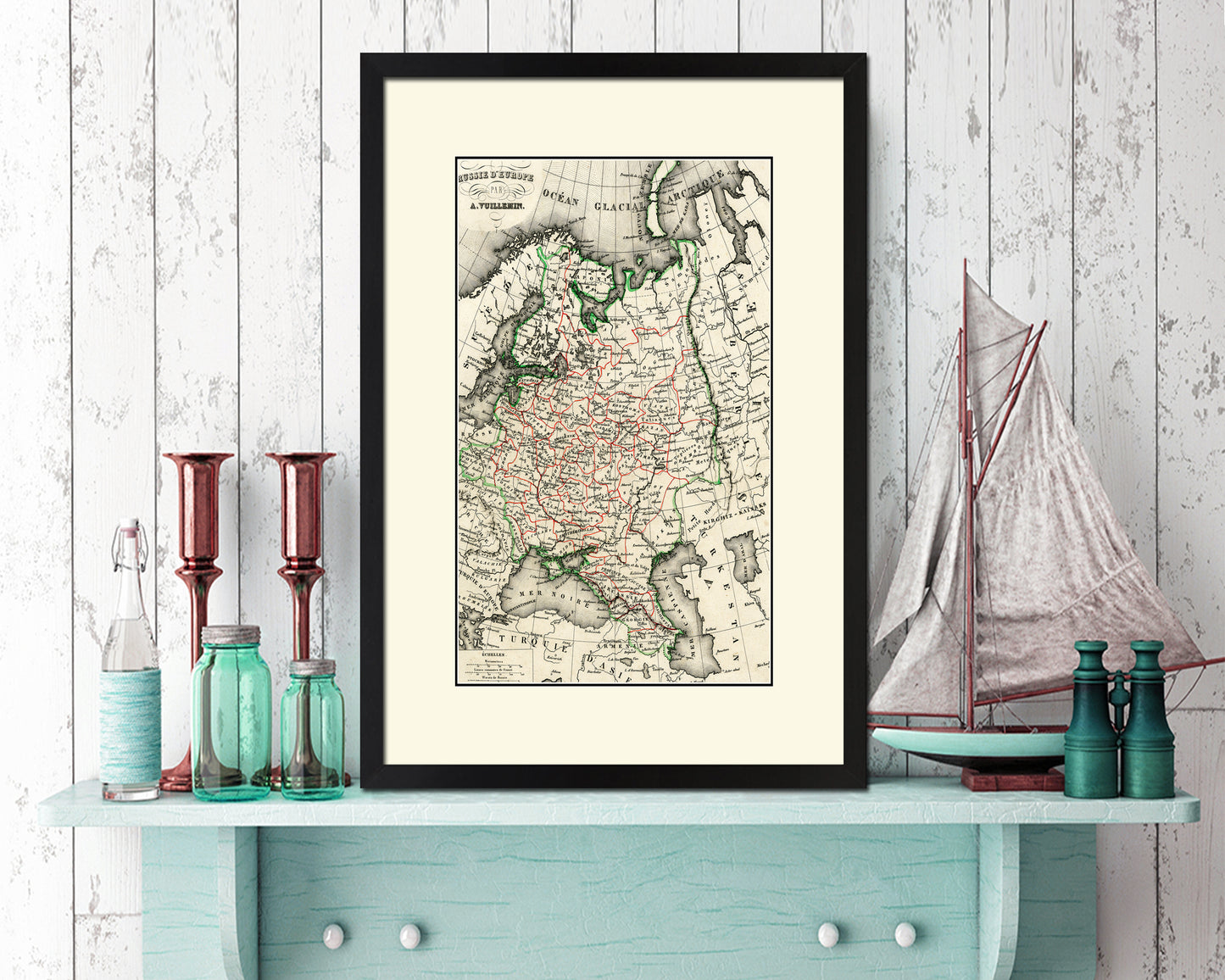 Russia Old Map Wood Framed Print Art Wall Decor Gifts