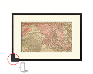 Maryland Circa Old Map Framed Print Art Wall Decor Gifts