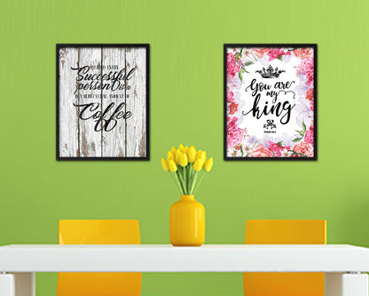 Behind every successful person is a substantial amount of coffee Quote Framed Artwork Print Wall Decor Art Gifts