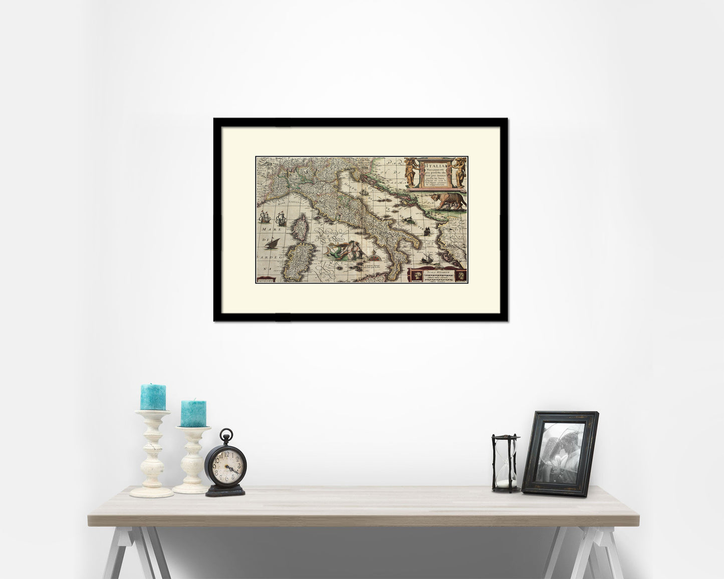 Italy Henricus Hondius Old Map Framed Print Art Wall Decor Gifts