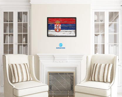 Serbia Country Wood Rustic National Flag Wood Framed Print Wall Art Decor Gifts