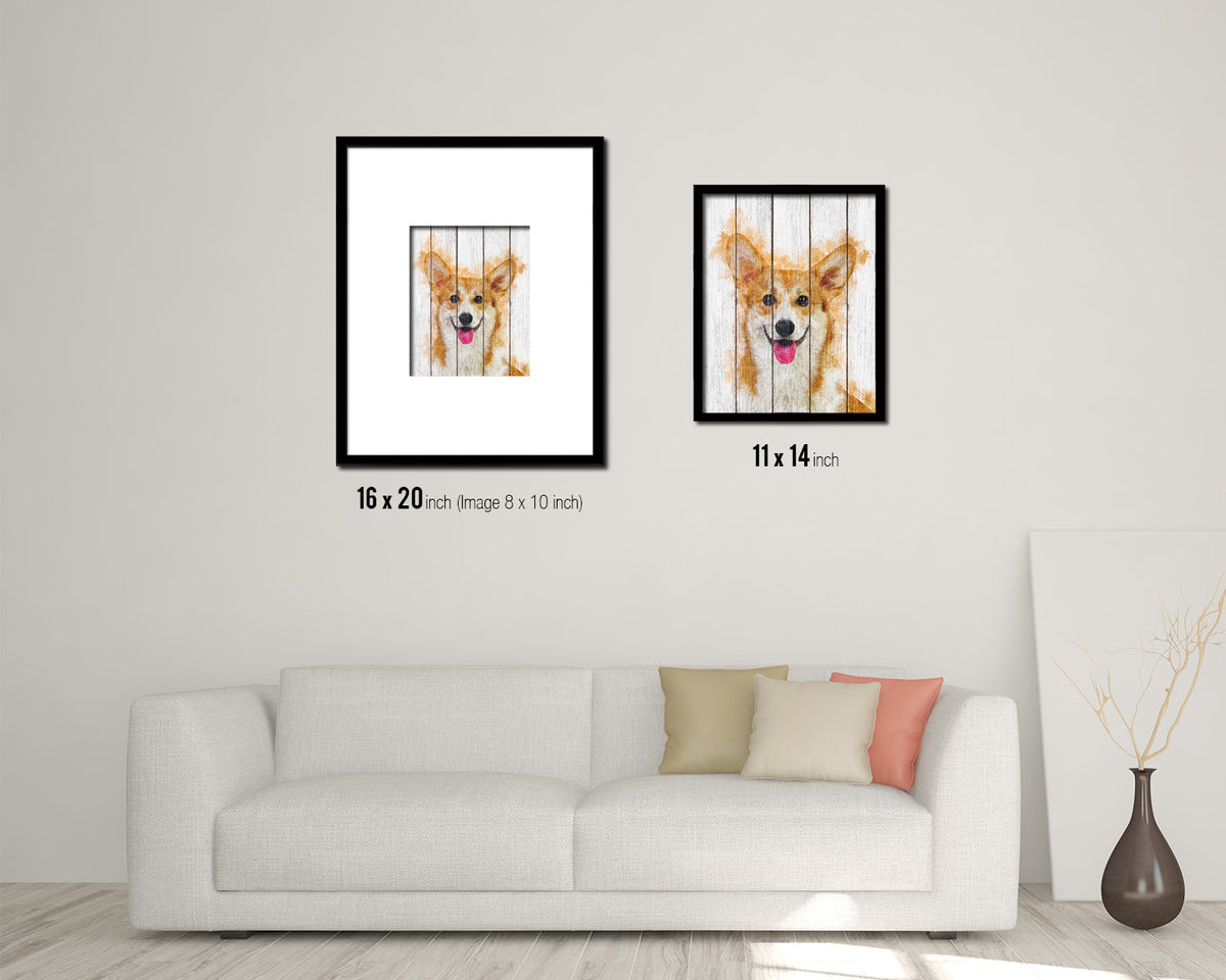 Corgi Pembroke Dog Puppy Portrait Framed Print Pet Watercolor Wall Decor Art Gifts