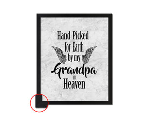 Hand picked for earth by our grandpa in heaven Nursery Quote Framed Print Wall Art Decor Gifts