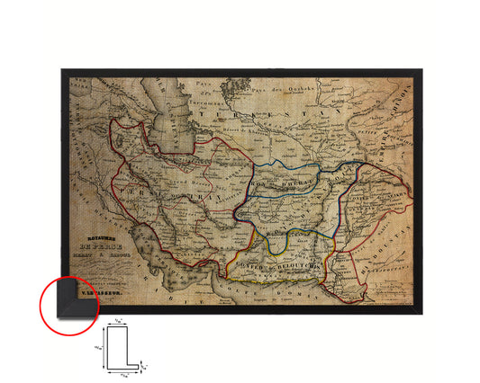 Persia Middle East Iraq Iran Vintage Map Framed Print Art Wall Decor Gifts