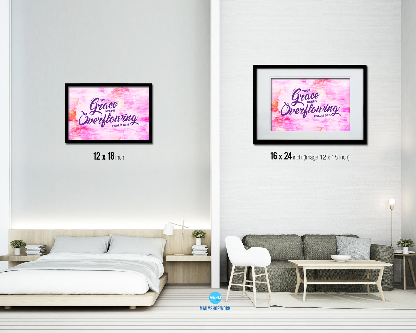 Your grace keeps overflowing, Psalm 86:5 Bible Verse Scripture Framed Print Wall Decor Art Gifts