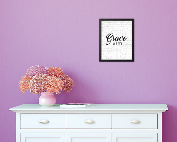 Grace wins Quote Wood Framed Print Home Decor Wall Art Gifts