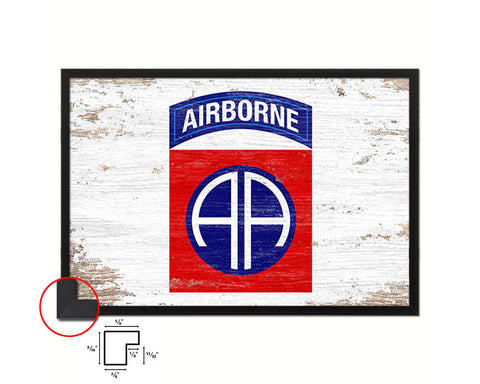 US Army 82nd Airborne Shabby Chic Military Flag Framed Print Decor Wall Art Gifts