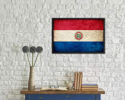 Paraguay Country Vintage Flag Wood Framed Print Wall Art Decor Gifts