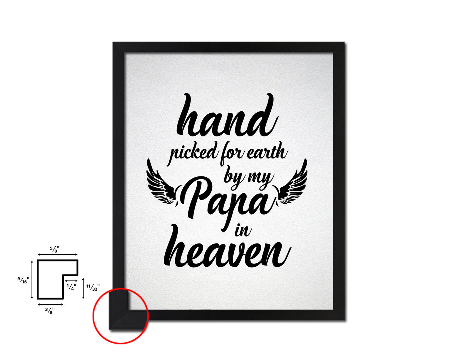 Hand picked for earth by our Papa in heaven Quote Framed Print Wall Art Decor Gifts