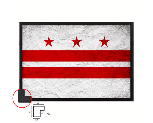 Washington DC Vintage Flag Wood Framed Prints Decor Wall Art Gifts
