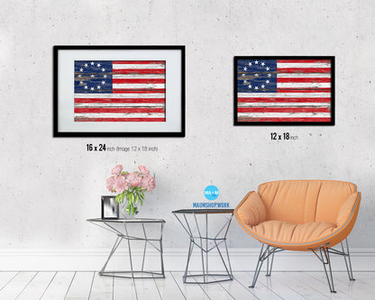 Don't Tread on Me Wood Rustic Flag Wood Framed Print Wall Art Decor Gifts