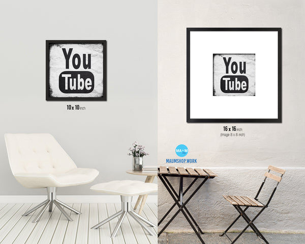 Youtube Social Media Symbol Icons logo Wood Framed Print Home Decor Wall Art Gifts