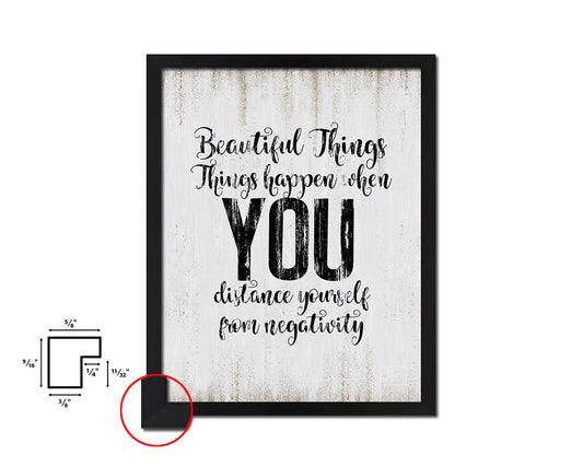 Beautiful things happen Quote Wood Framed Print Wall Decor Art