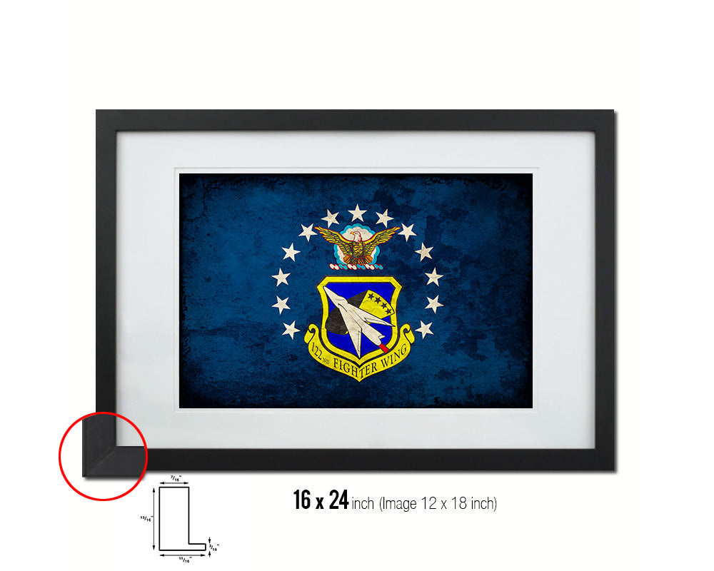 104th Fighter Wing Paper Texture Emblem Flag Wood Frame Prints Wall Art Decor Gifts