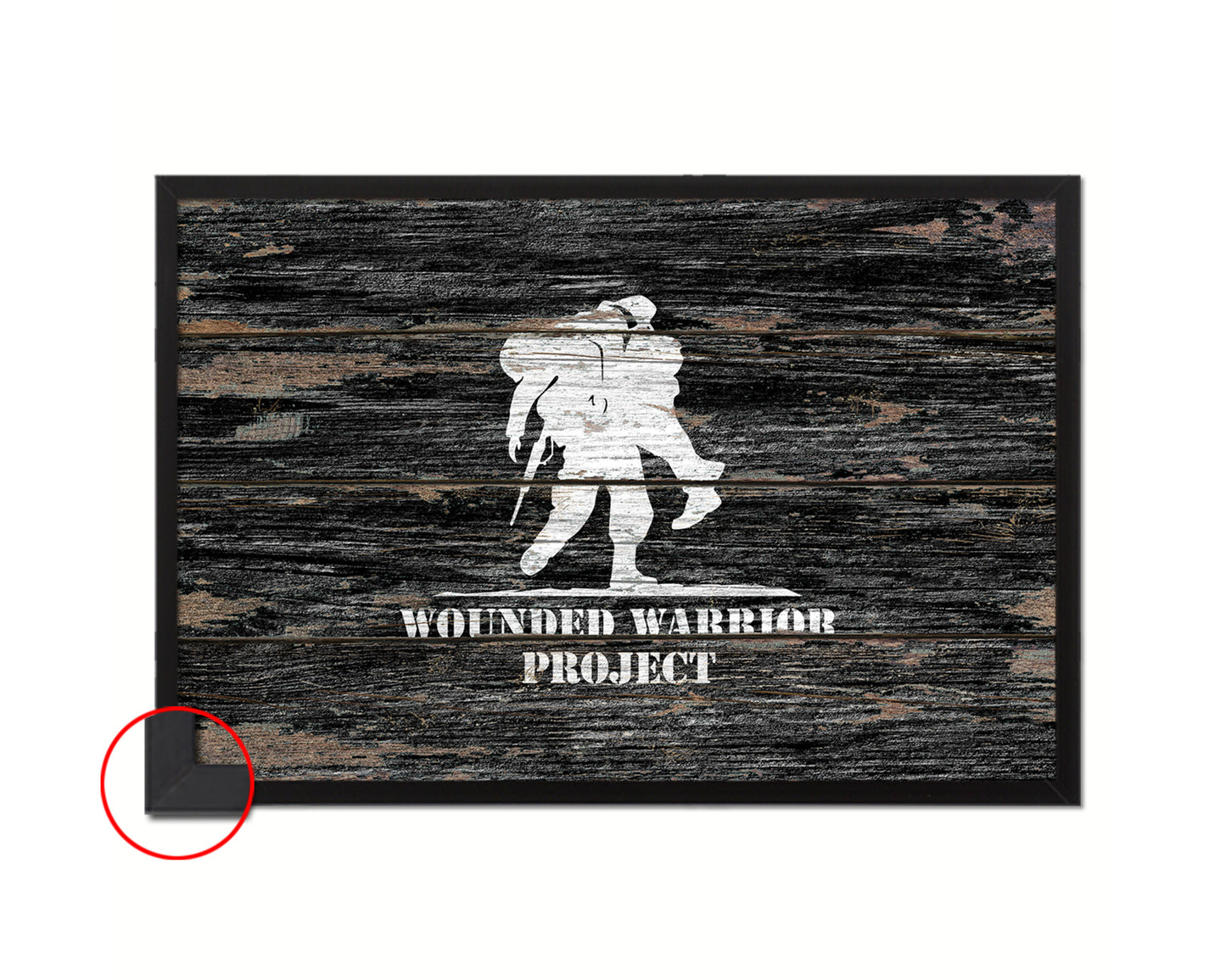 Wounded Warrior Project Wood Rustic Flag Wood Framed Print Wall Art Decor Gifts