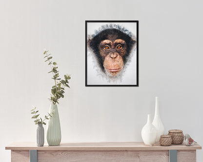 Chimpanzee Animal Painting Print Framed Art Home Wall Decor Gifts