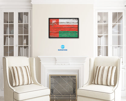 Oman Country Wood Rustic National Flag Wood Framed Print Wall Art Decor Gifts