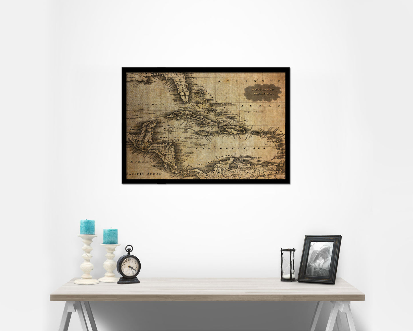 West Indies and Caribbean Sea 1799 Vintage Map Framed Print Art Wall Decor Gifts