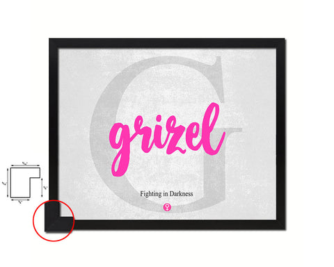 Grizel Personalized Biblical Name Plate Art Framed Print Kids Baby Room Wall Decor Gifts