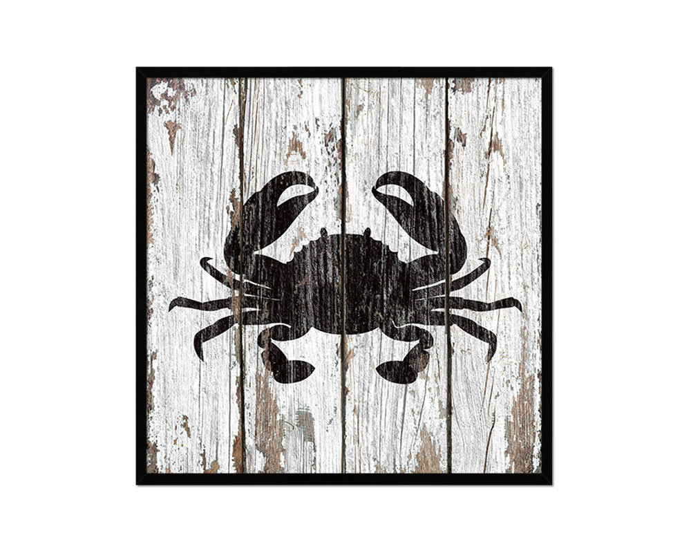 Crab Nautical Wood Framed Gifts Ocean Beach Fishing Home Decor Wall Art Prints