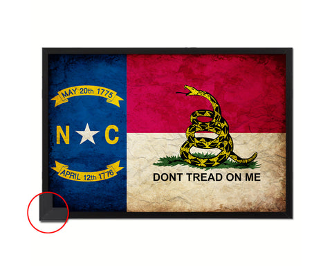 Gadsden Don't Tread On Me North Carolina State Vintage Military Flag Framed Print Art