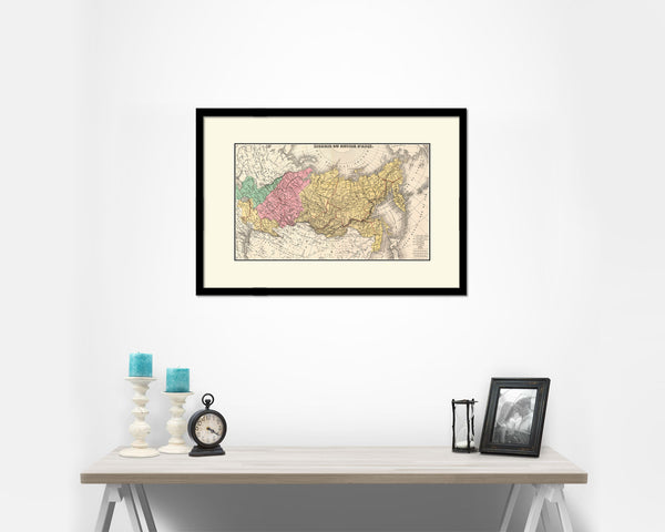 Siberia Russia 1875 Old Map Framed Print Art Wall Decor Gifts