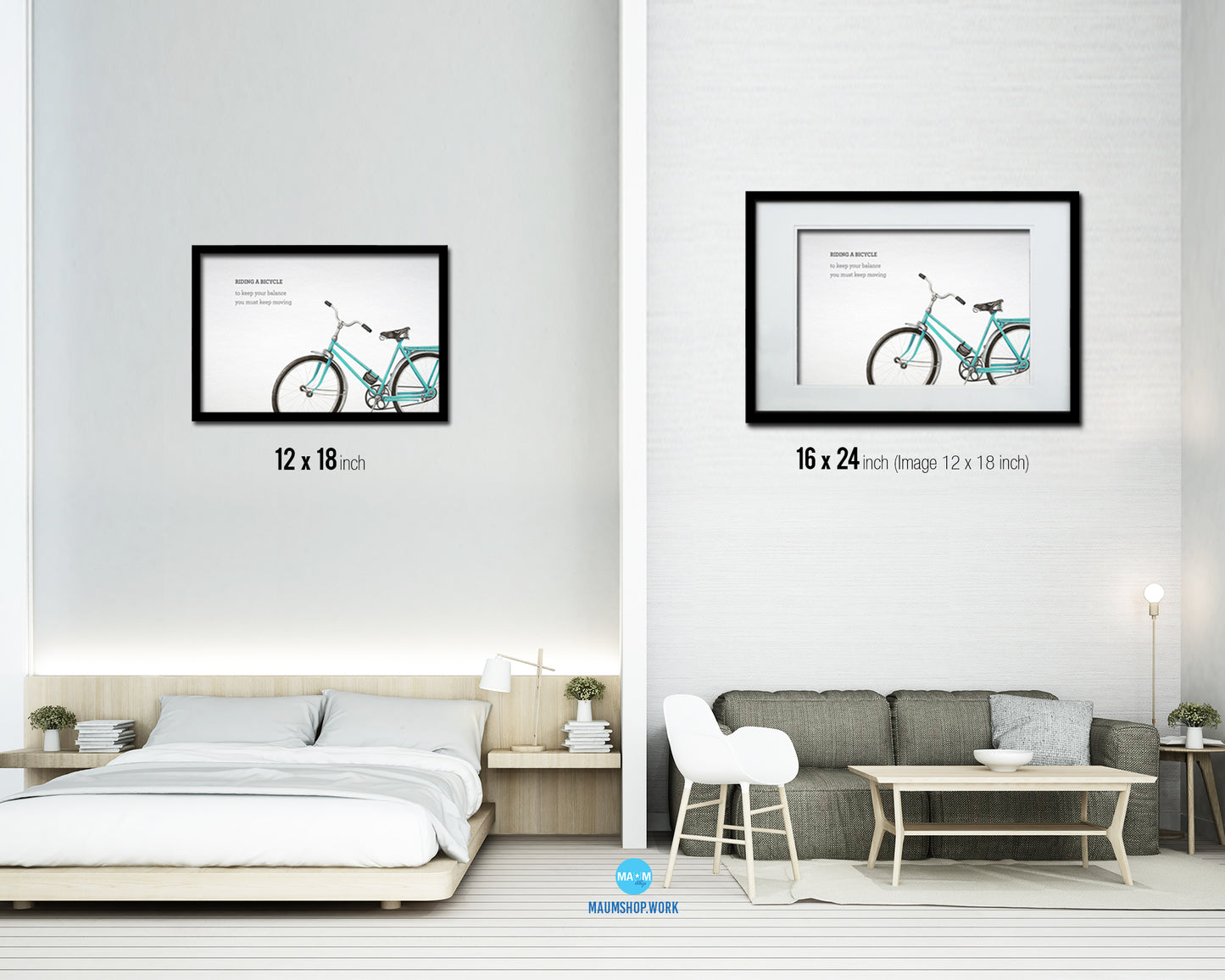 Riding a bicycle to keep your balance you must keep moving Quote Framed Art