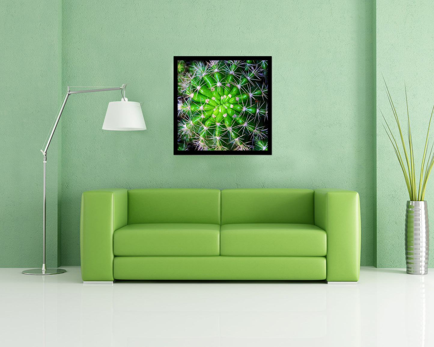 Barrel Cactus Evergreen Succulent Leaves Spiral Plant Wood Framed Print Decor Wall Art Gifts