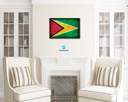 Guyana Country Vintage Flag Wood Framed Print Wall Art Decor Gifts