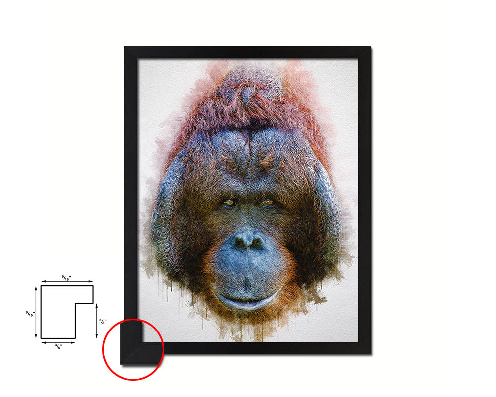Orangutan Animal Painting Print Framed Art Home Wall Decor Gifts