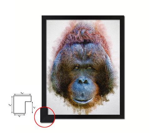 Orangutan Animal Painting Print Framed Art Home Wall Decor Gifts