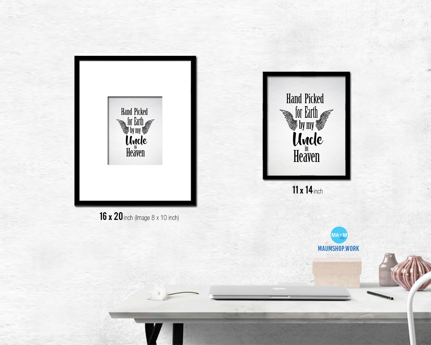 Hand picked for earth by our uncle in heaven Quote Framed Print Wall Art Decor Gifts