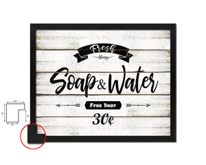 Fresh Soap & Water Vintage Sign Fine Art Paper Prints Wood Frame Wall Art Decor Gifts