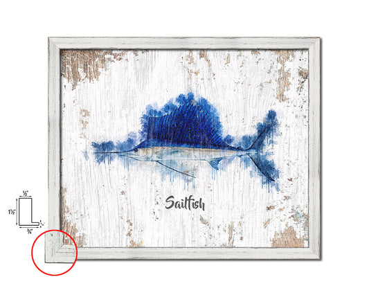 Sailfish Fish Framed Prints Modern Restaurant Sushi Bar Watercolor Wall Art Decor