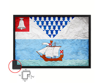 Belfast City Maine State Vintage Flag Wood Framed Prints Decor Wall Art Gifts