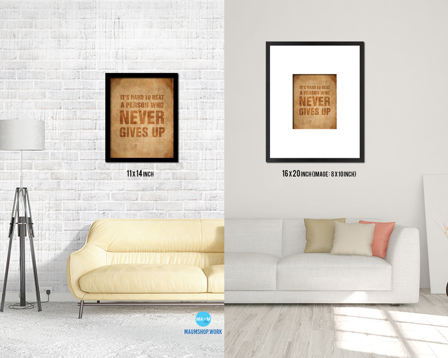 It's hard to beat a person who never give up, Robin Sharma Quote Frame Print